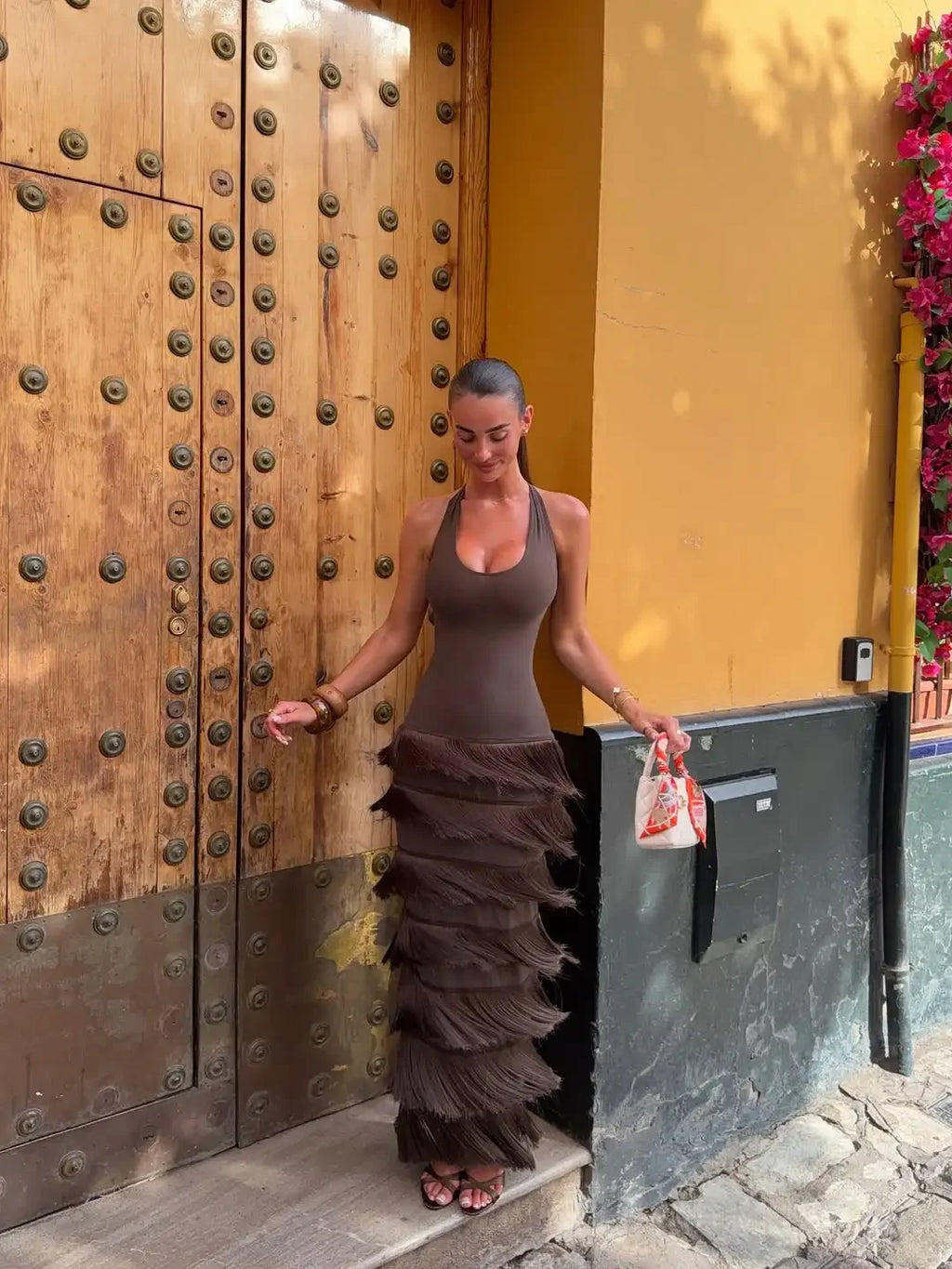 Maya Tassel Halter Maxi Dress