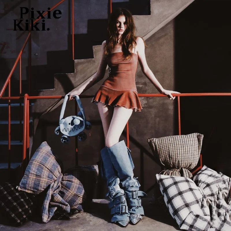 PixieKiki Chain Backless Mini Dress Trendy Clothes Woman 2026 Summer Dresses P94-CD24