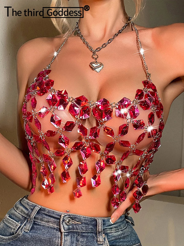 Rhoswen Rose Rhinestone Corset Crop Top