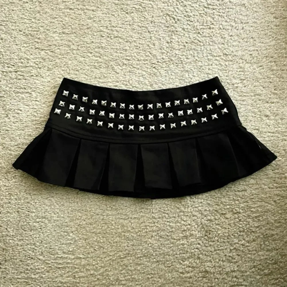 Riot Studded Pleated Gothic Mini Skirt One-piece