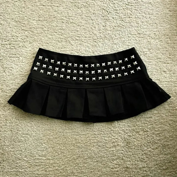 Riot Studded Pleated Gothic Mini Skirt One-piece