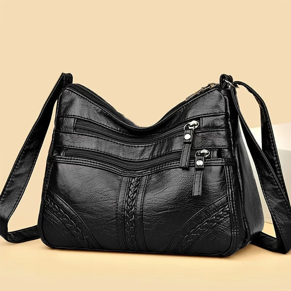 Stylish Multi-color Quilted Crossbody Bag, Women's Soft Leather Shoulder Purse with Adjustable Strap, Ideal for Everyday