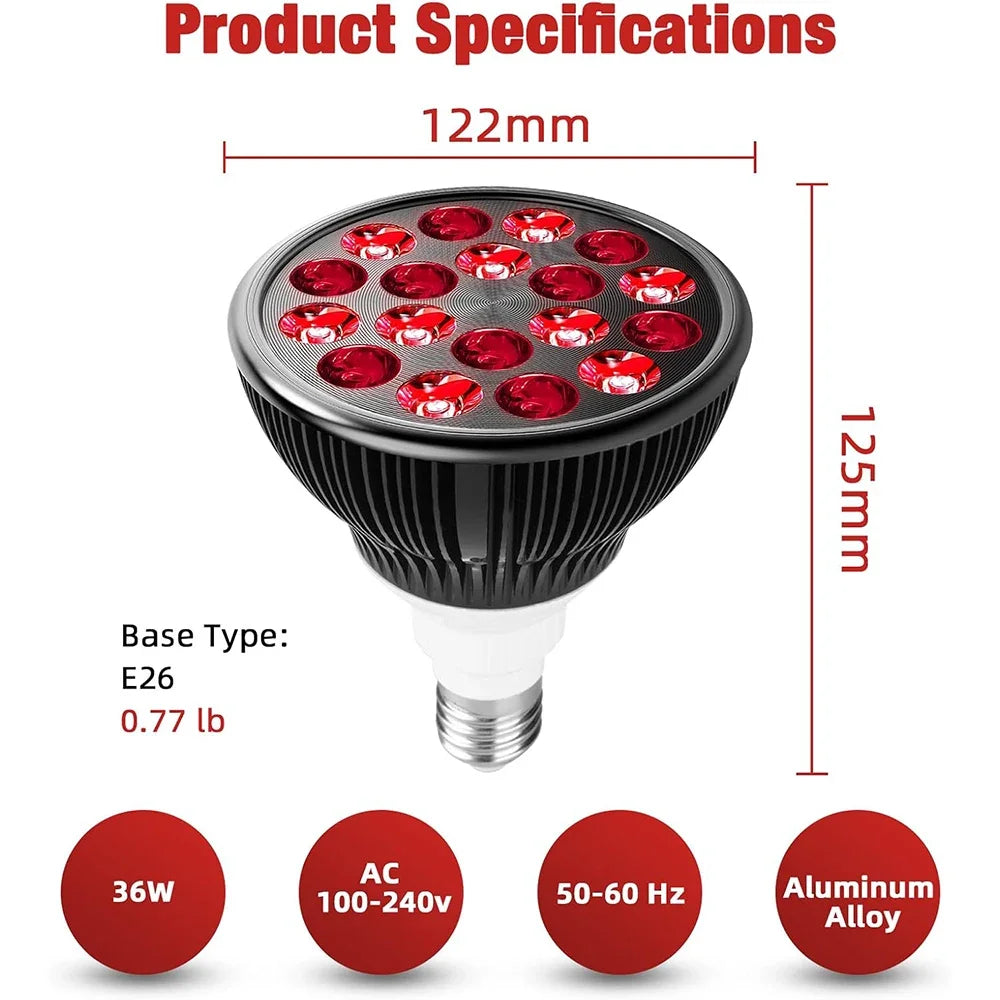 Red Light Therapy Lamp for Face 54W 660nm & 850nm Infrared Light Therapy Device for Muscle Joint Pain Relief Skin Health Tools