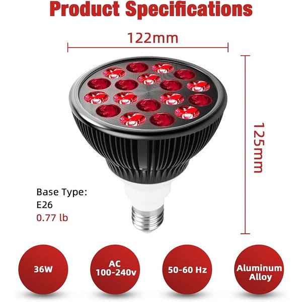Red Light Therapy Lamp for Face 54W 660nm & 850nm Infrared Light Therapy Device for Muscle Joint Pain Relief Skin Health Tools