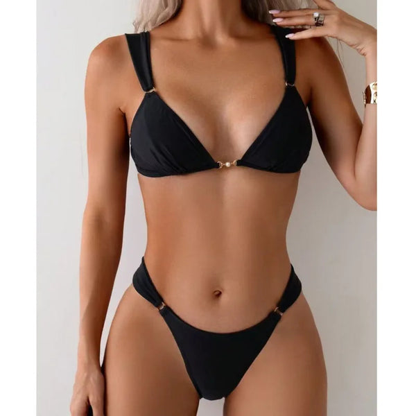 Black Sexy Bikinis Solid Swimsuits Women Swimwear Push Up Female Beach Swim Wear Bathing Suits Brazilian Bikini Set Pool Bather