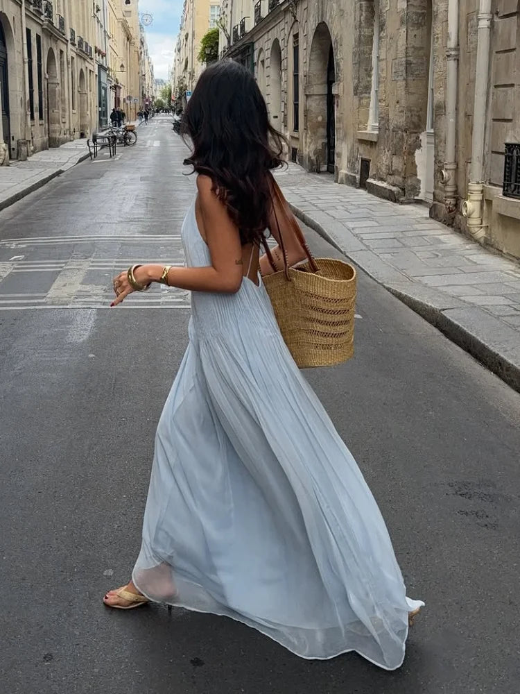 Skylar Pleated Backless Maxi Dress