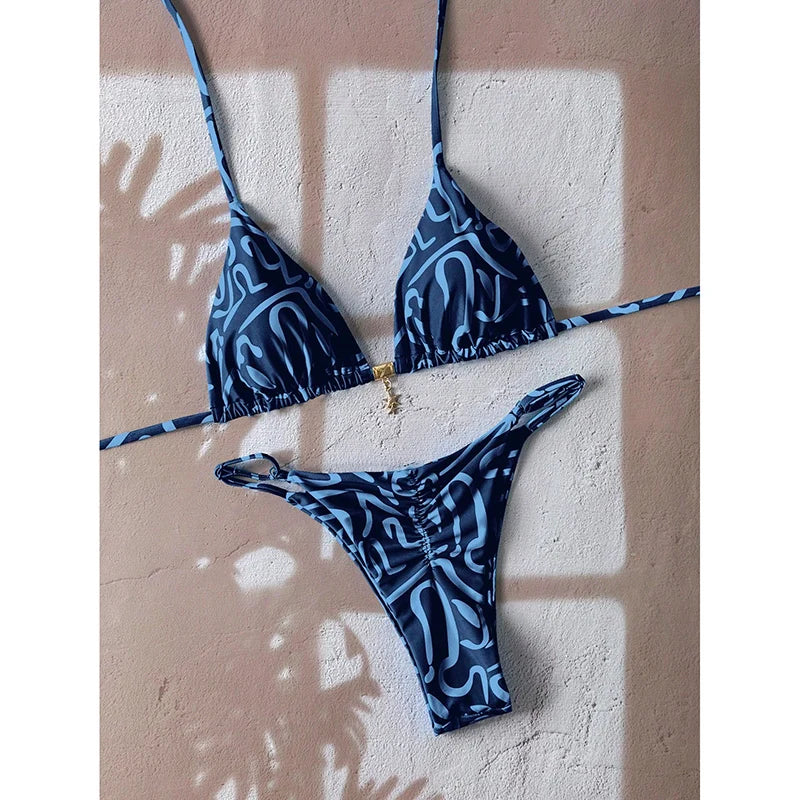 Bella Leopard Print Triangle Bikini Set
