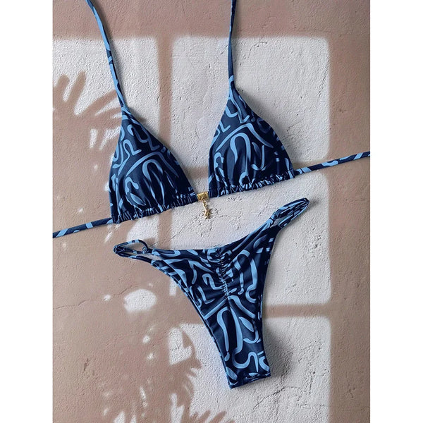 Bella Leopard Print Triangle Bikini Set