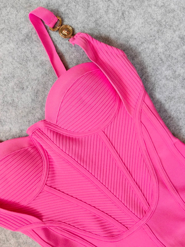 Alina Hot-Pink Bandage Mini Dress