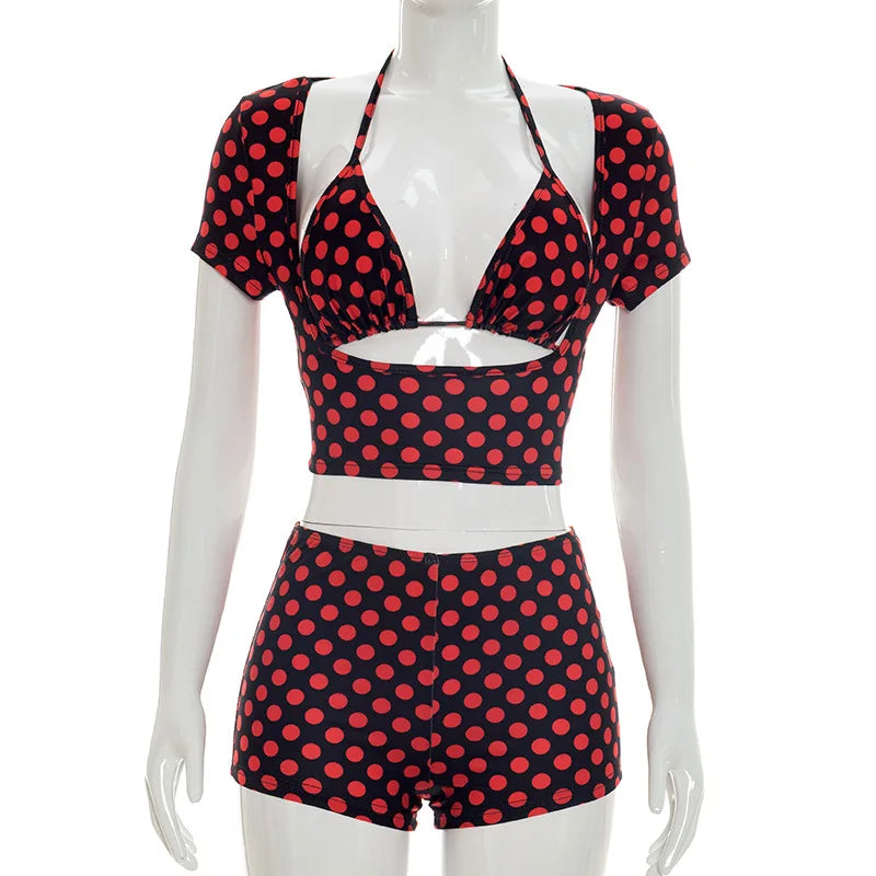 Isabella Polka Dot Cutout Shorts Apparel Two-piece