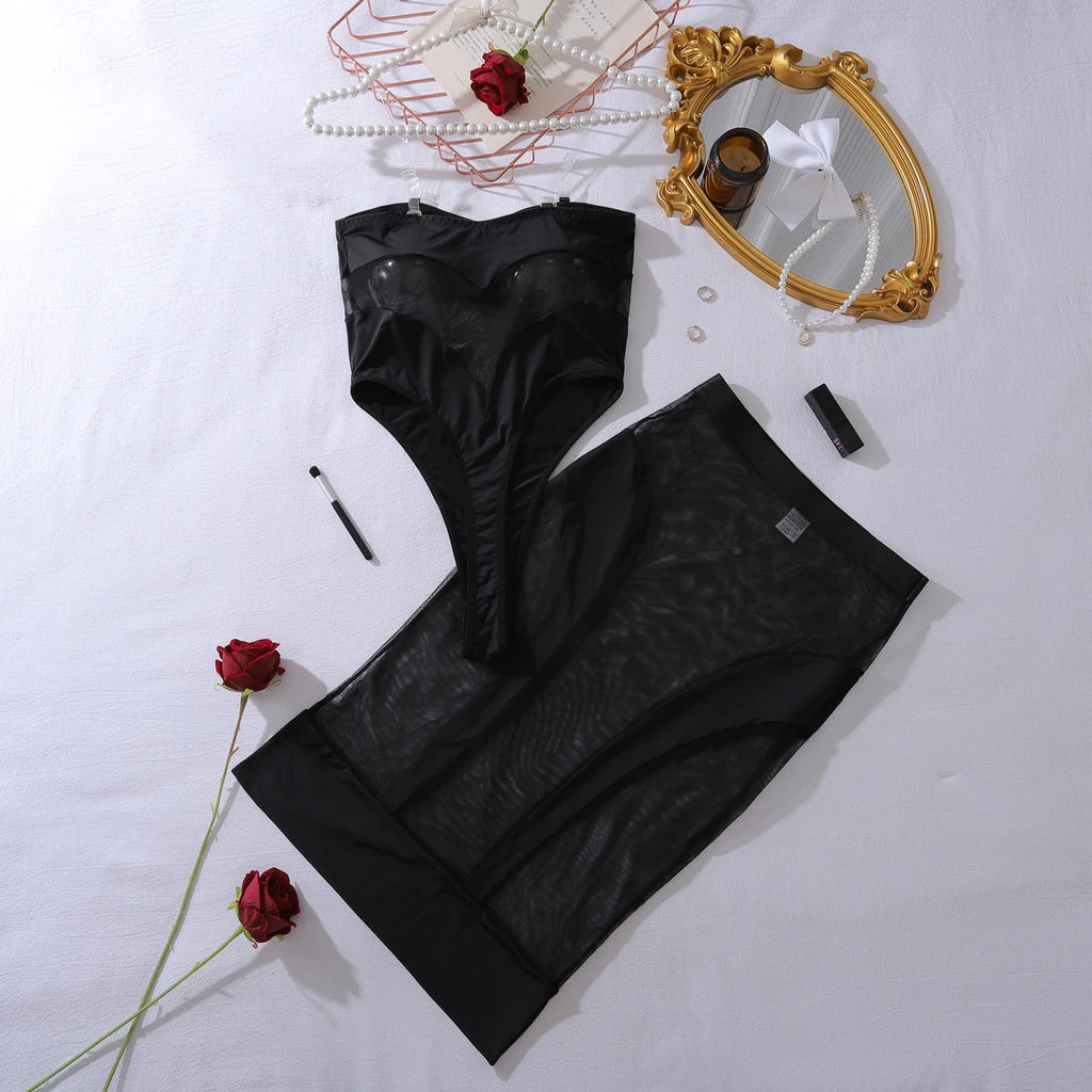 Sienna Lace Garter Bra and Thong Lingerie Set