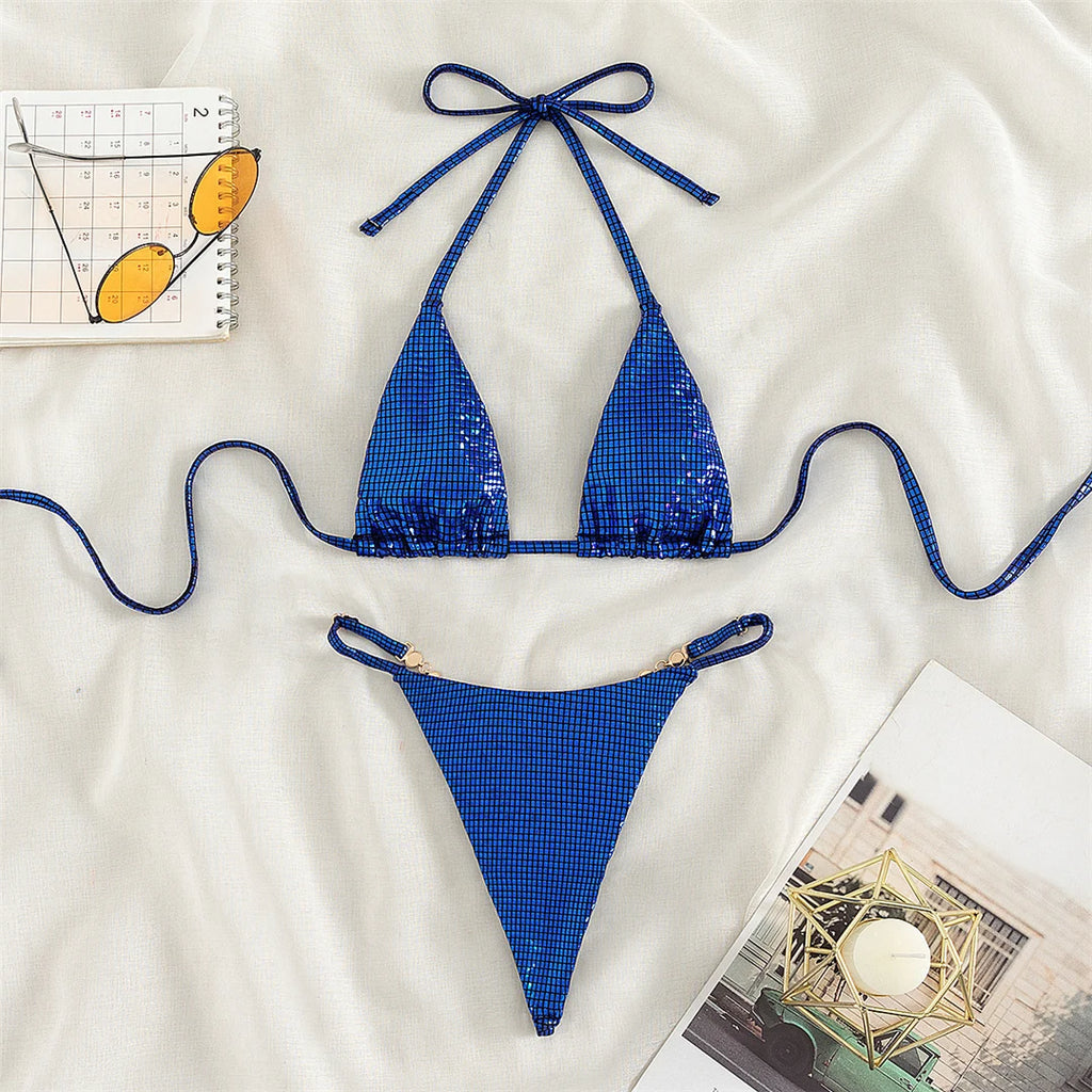Elysia Rhinestone String Micro Bikini Two-piece