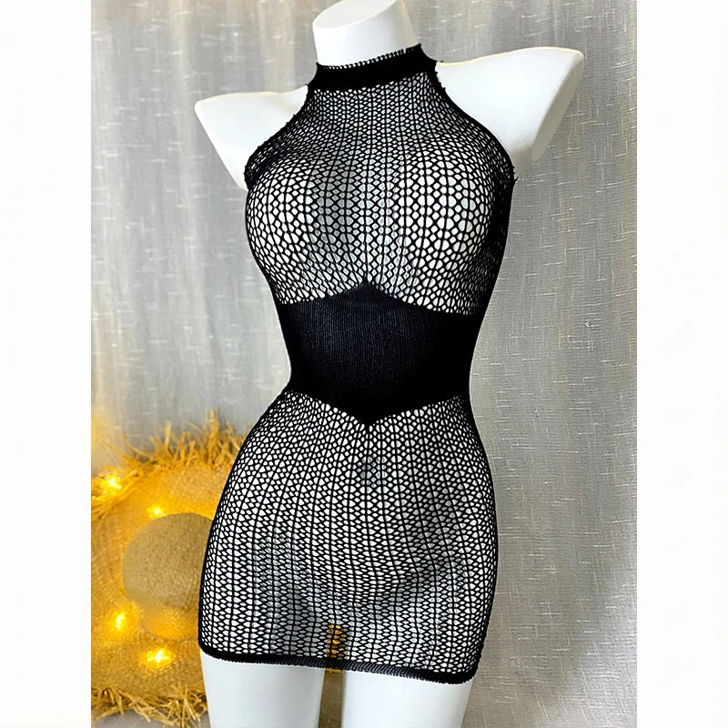 Dagny Mesh Hollow-Out Beach Cover-Up Mini Dress Main image