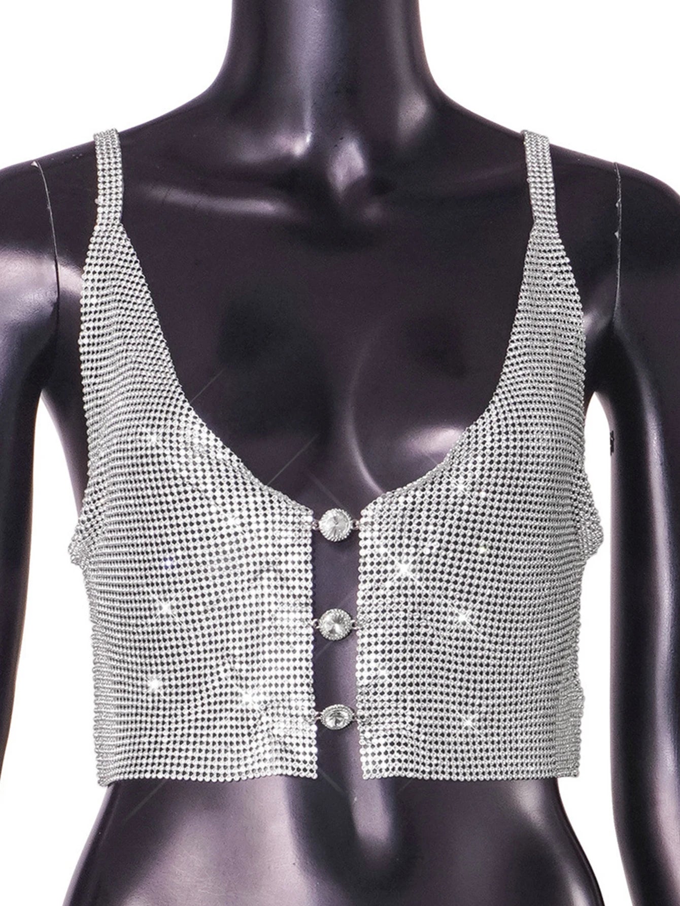 Sexy y2k clothes rhinestone corset crop top women summer hotwife see through cropped tank tops woman beach club party halter top