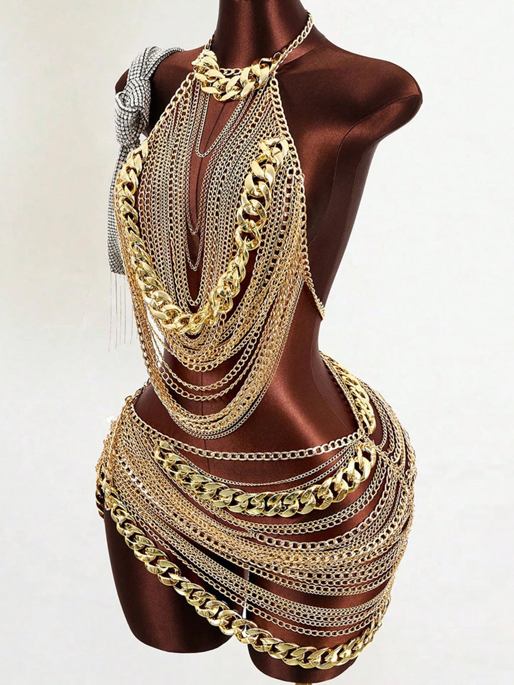 Azalea Metal Chain Backless Mini Dress