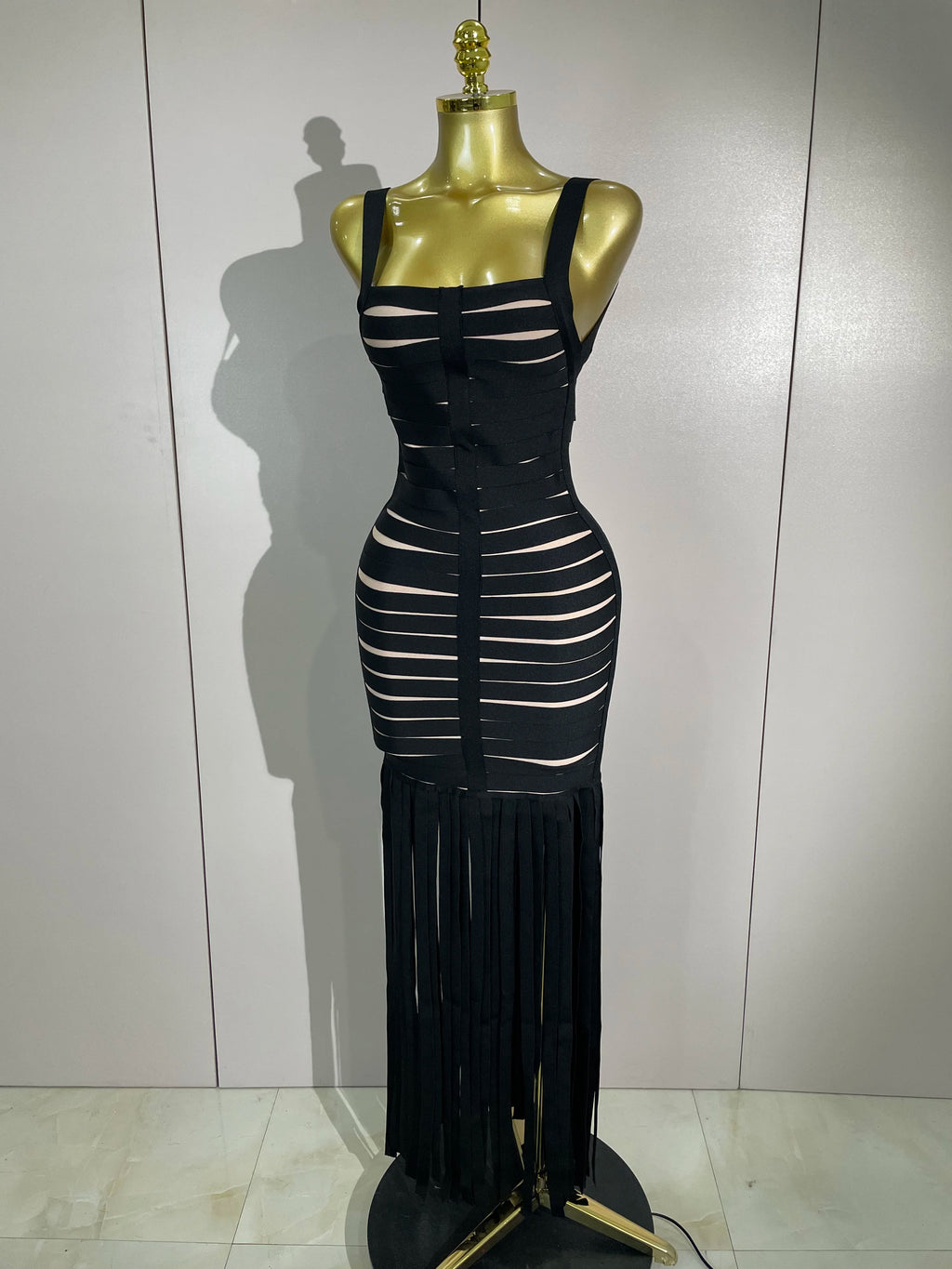 Francesca Tassel Halter Bandage Midi Dress