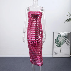 Sofia Sequin Spaghetti Strap Bodycon Maxi Dress