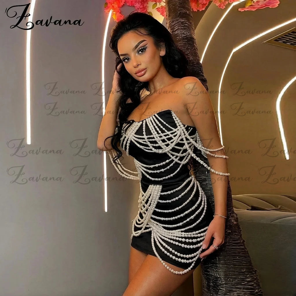 Odessa Beaded Scoop-Neck Homecoming Mini Dress