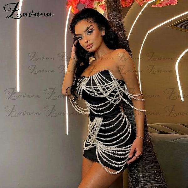 Odessa Beaded Scoop-Neck Homecoming Mini Dress