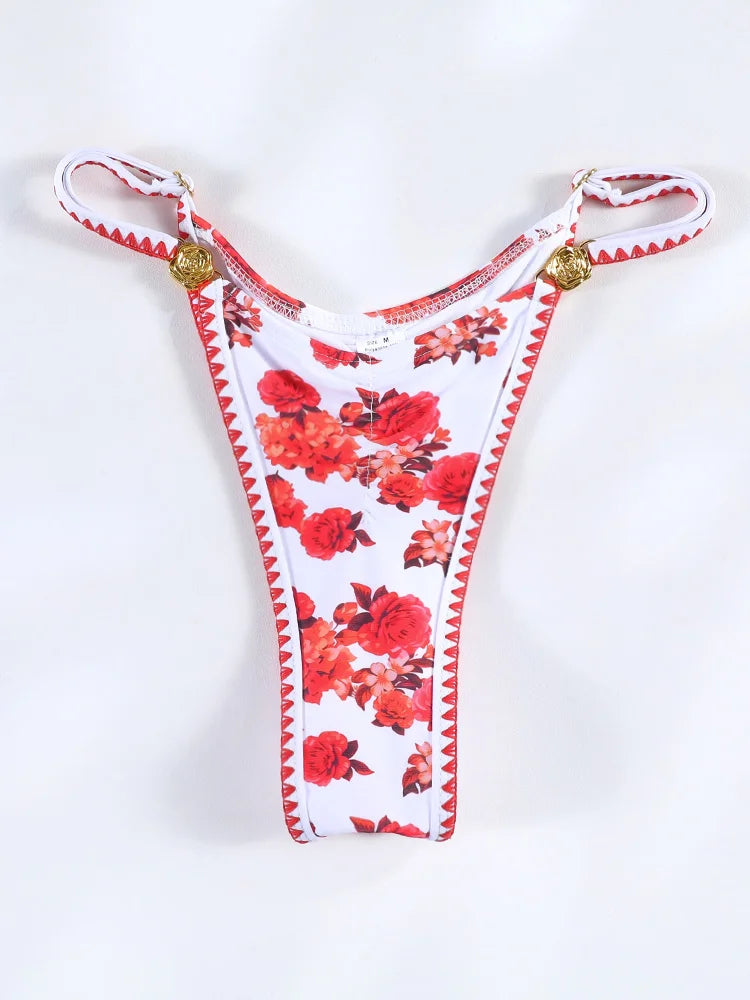 Marisa Red Floral String Bikini & Mesh Cover-Up Dress Collection