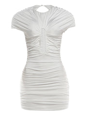 Ivory Aura Ruched Bodycon Mini Dress
