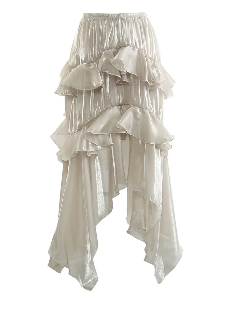 Seraphina Ruffle Satin Midi Skirt One-piece