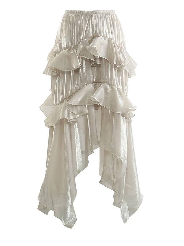 Seraphina Ruffle Satin Midi Skirt One-piece