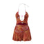 Freya Beaded-Chain Ruffle Halter Mini Dress