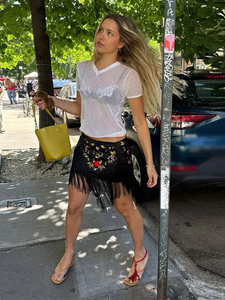 Cressida Floral Fringe Mini Skirt One-piece
