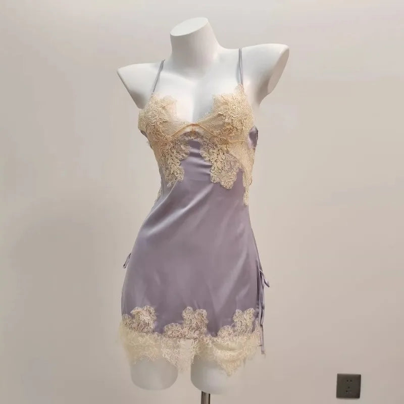 Farrah Lace Satin Nightgown One-piece