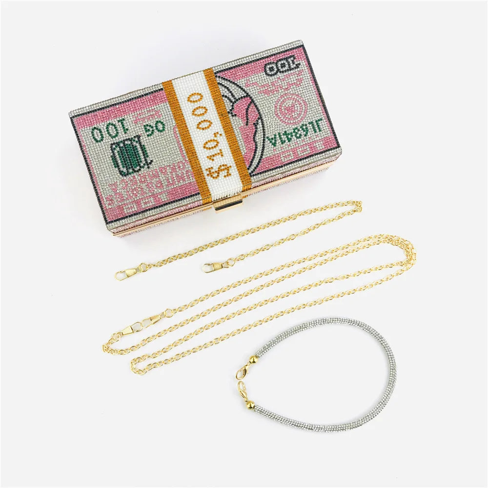 Odessa Crystal Money-Stack Box Clutch