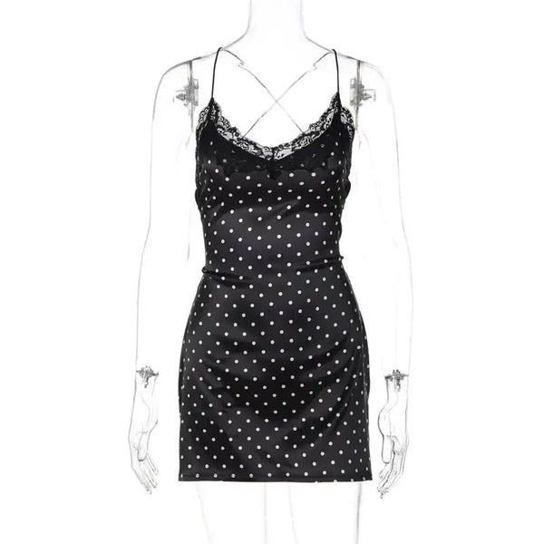 Alessandra Polka-Dot Lace-Up Mini Dress