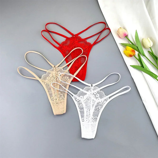 Elara Thin-Strap Lace Thong Pack Lingerie 3-piece