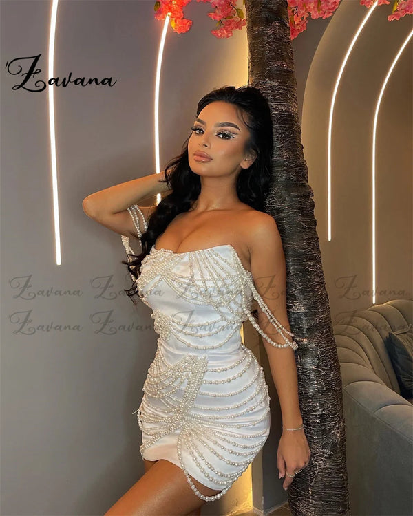 Odessa Beaded Scoop-Neck Homecoming Mini Dress