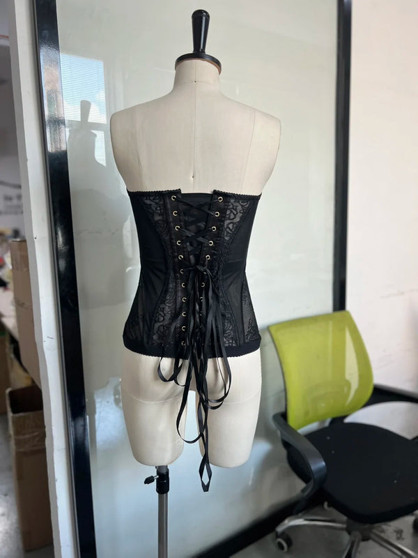 Valentina Noir Lace Corset Bustier Top one-piece
