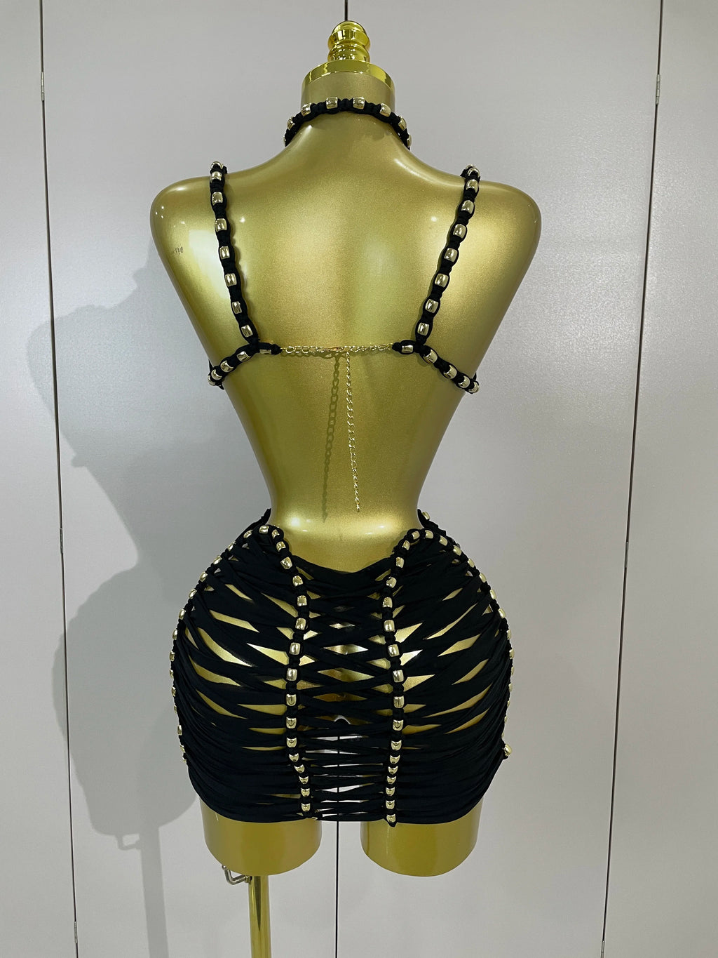 Nerina Sheer Mesh Cutout Halter Mini Dress