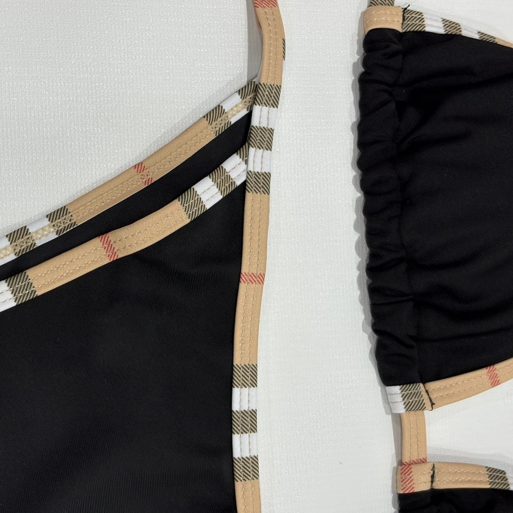 Luxury Stripe Halter Bikini Set for Women, Two-Piece Sexy Swimsuit Bathing Suit, Fashion Beach Swimwear
