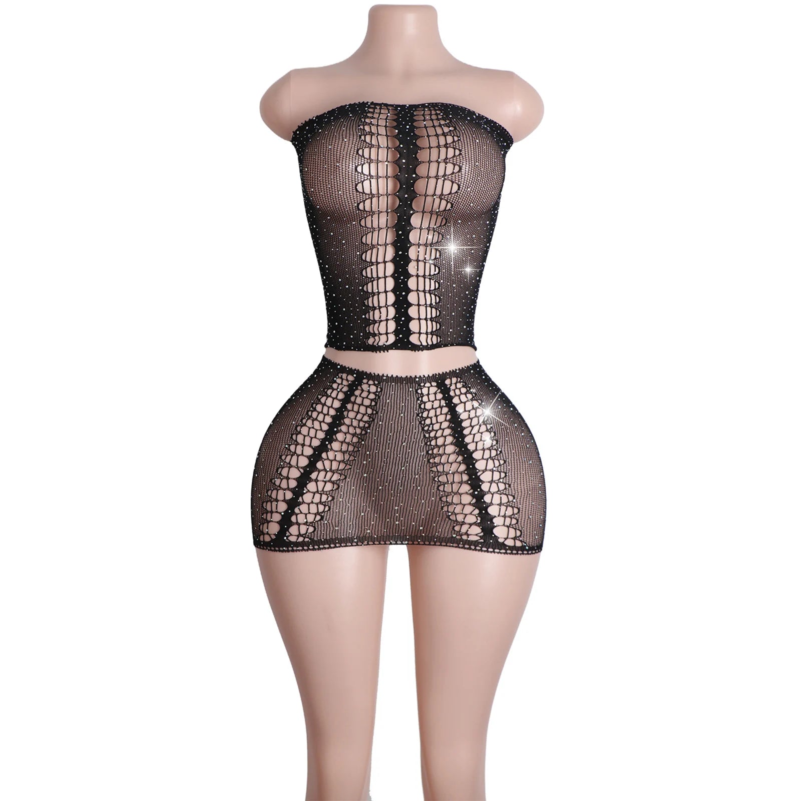 Eclipse Mirage Fishnet Rhinestone Lingerie Two-piece Main image