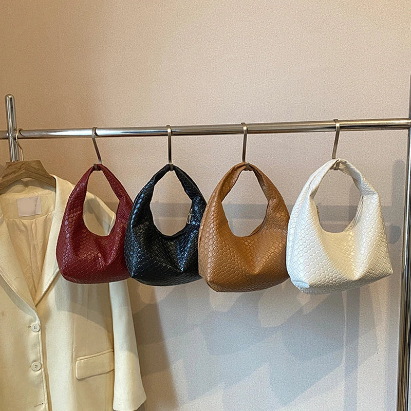 Henrietta Woven Faux-Leather Top-Handle Hobo Bag