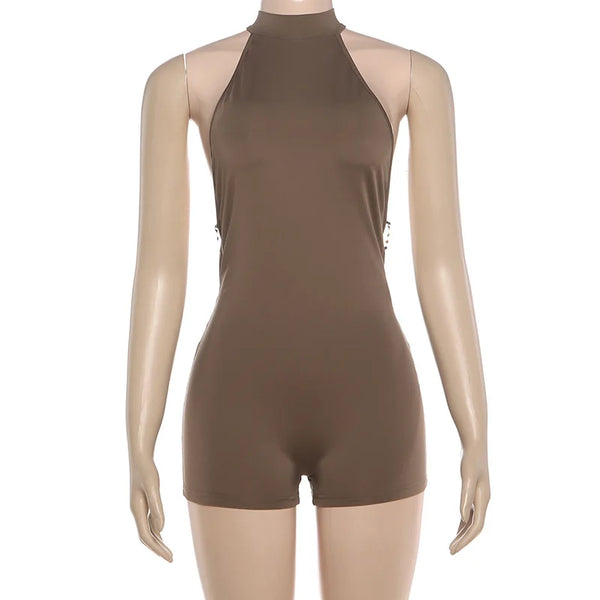 Mariposa Butterfly-Chain Halter Romper One-piece