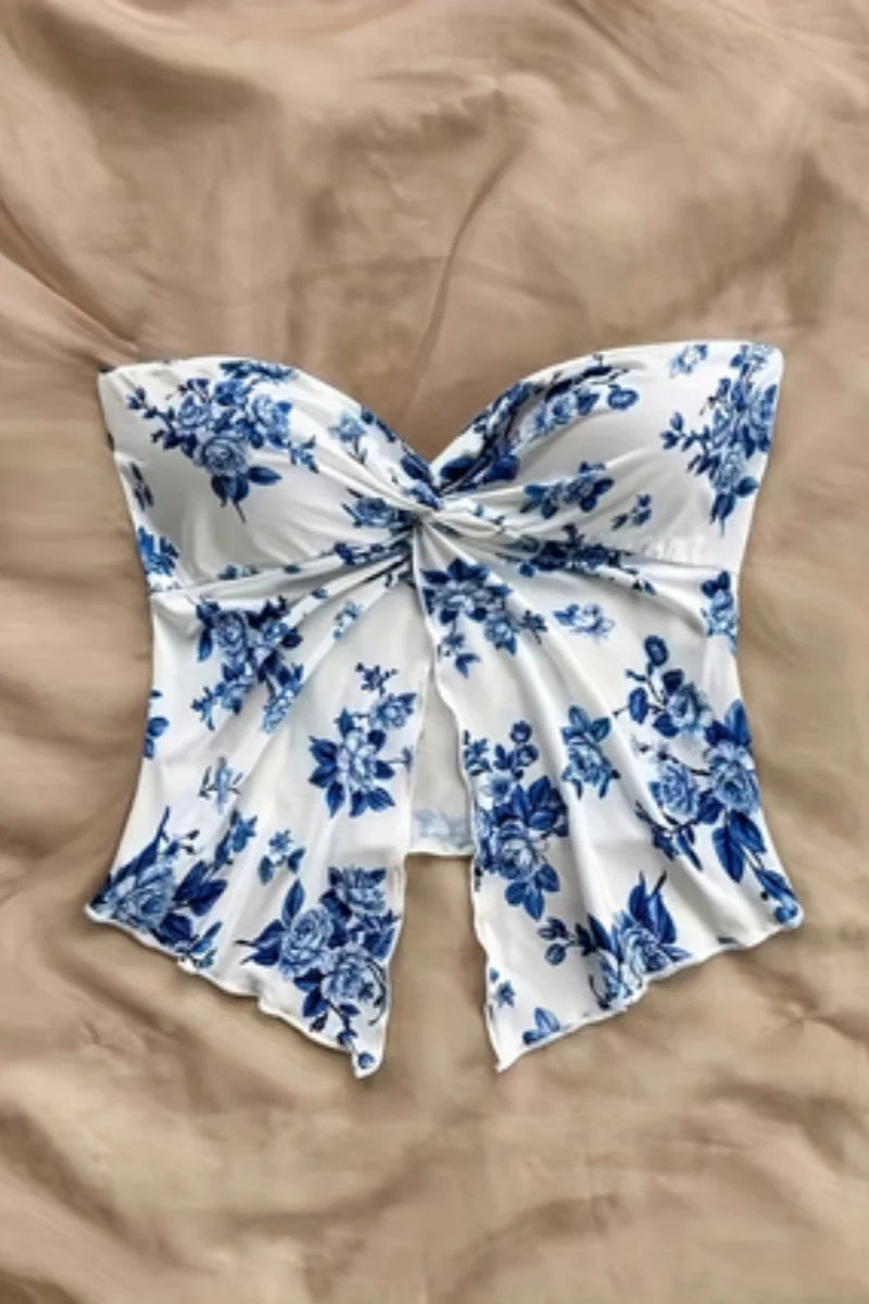 Flora Floral Off-Shoulder Crop Top One-piece