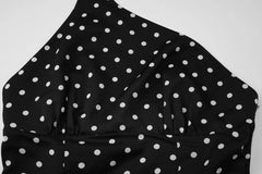 Isabella Riviera Polka Dot One-Shoulder Halter Ruffle Mini Dress