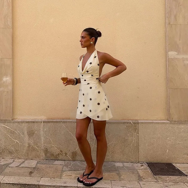 Poppy Polka-Dot Halter A-Line Mini Dress