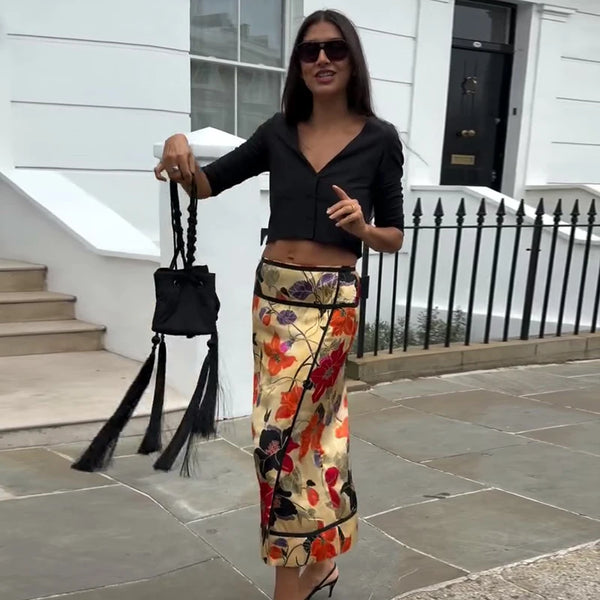 Romy Floral Satin Maxi Skirt One-piece