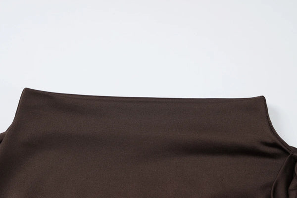 Kaia Ruched Turtleneck Long-Sleeve Mini Dress