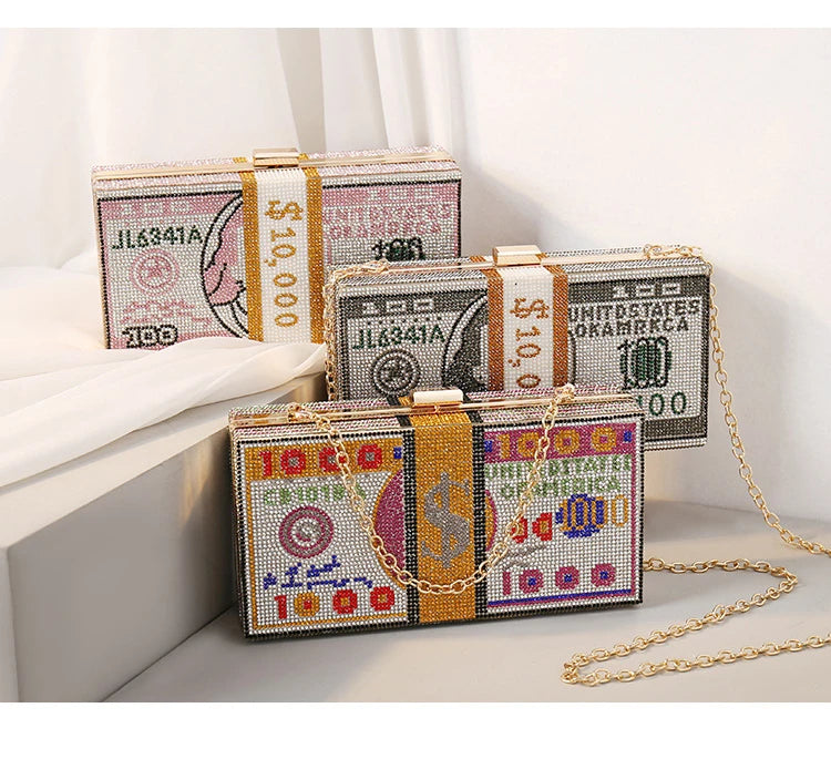 Odessa Crystal Money-Stack Box Clutch