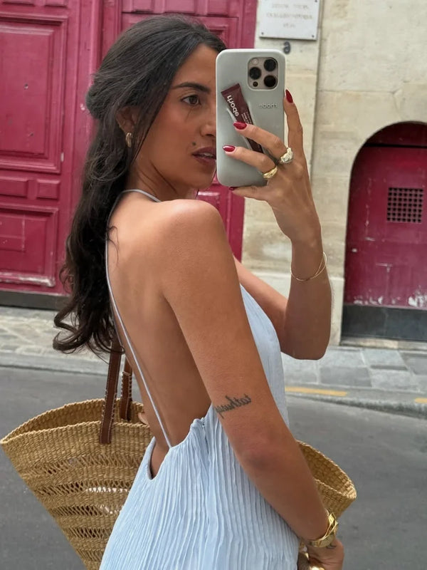 Skylar Pleated Backless Maxi Dress