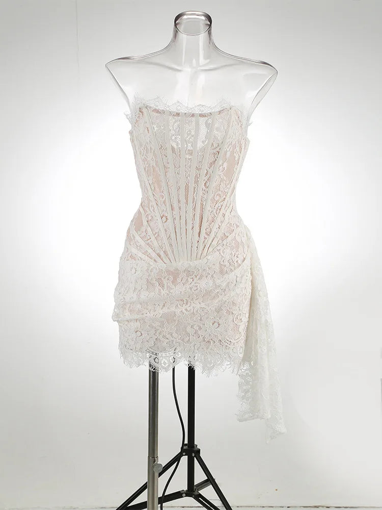 Camille Strapless Lace-Up Mini Dress