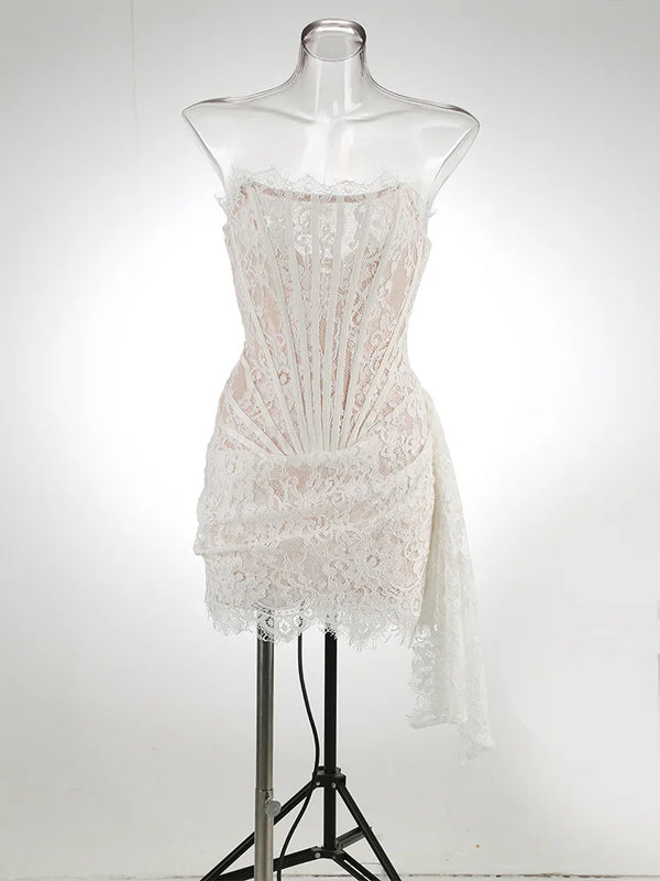 Camille Strapless Lace-Up Mini Dress