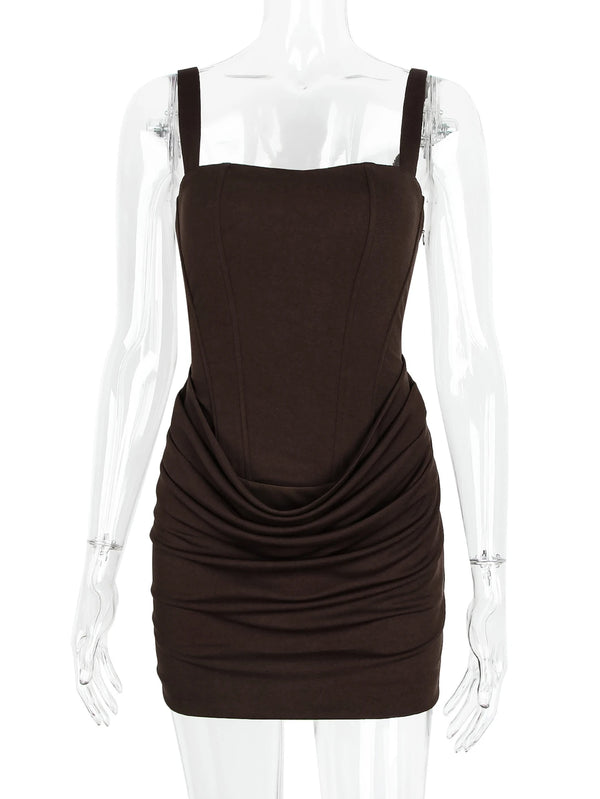 Alina Ruched Backless Spaghetti-Strap Mini Dress